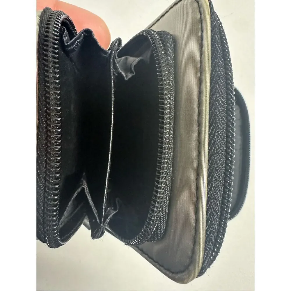 New Balance Men’s Wallet Cardholder ID window Silver Black Canvas Faux Leather